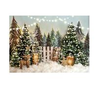 Aisnyho Winter Wonderland Backdrop Snow Pine Tree Forest Reindeer Scene Christmas Backdrops for Photography Family Party Decorations Portrait New Year (7x5FT)