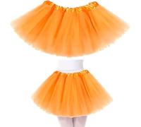 AISOO Girls Tutu Skirts Toddler Kids Princess Dress 3 Layered Ruffle Tiered Ballet Dance Performance Tulle Costumes for Christmas Halloween New Year Birthday Theme Party Wedding Daily Wear, Orange