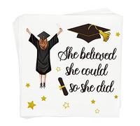 She Believed She Could So She Did Napkins, 2025 Graduation Napkins, Girl High School College Graduation Party Decorations Napkins, 2025 Graduation Party Decorations for Her, (5 x 5 In, 50-Pack)