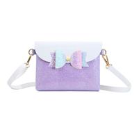AISPARKY Small Crossbody Purse, PU Leather Small Purse for Girls With Pendant With Strap/Gold Chain Strap, Bow Tie-bling Purple