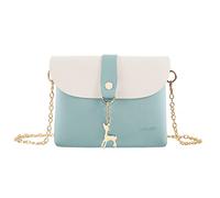 AISPARKY Small Crossbody Purse,PU Leather Small Purse for Womens and Girls With Pendant With Strap/Gold Chain Strap, Gold Chain-lake Blue, S