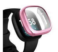 AISPORTS 2 Pack Bumper Case Compatible for Fitbit Versa 3/Fitbit Sense Screen Protector, Soft TPU Silicone Watch Case Full Coverage Scratch Proof Protective Case Cover for Fitbit Versa 3/Fitbit Sense