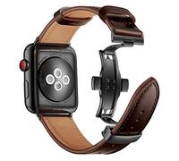 AISPORTS Compatible for Apple Watch Strap 49mm 46mm 45mm 44mm 42mm Leather Sport Wristband Metal Butterfly Clasp Bracelet Replacement Strap for Apple Watch Ultra 2/Ultra/Series 10/9/8/7/6/5/4/3/2/1/SE