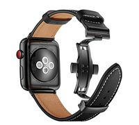 AISPORTS Compatible for Apple Watch Strap 49mm 46mm 45mm 44mm 42mm Leather Sport Wristband Metal Butterfly Clasp Bracelet Replacement Strap for Apple Watch Ultra 2/Ultra/Series 10/9/8/7/6/5/4/3/2/1/SE