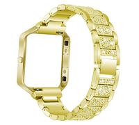 AISPORTS Compatible for Fitbit Blaze Strap with Frame for Women, Adjustable Stainless Steel Bling Glitter Jewelry Crystal Diamond Metal Bracelet Wristband Replacement Strap for Fitbit Blaze Smartwatch