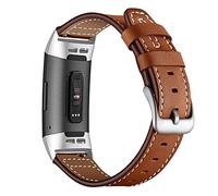 AISPORTS Compatible for Fitbit Charge 3 Strap/Fitbit Charge 4 Strap for Women Men, Soft Breathable Leather Sport Wristband Metal Buckle Bracelet Replacement Strap for Fitbit Charge 3/4 Fitness Tracker