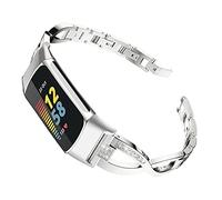 AISPORTS Compatible for Fitbit Charge 6/Charge 5 Strap for Women, Slim Crystal Bling Glitter Diamond Rhinestones Jewelry Metal Bracelet Sport Wristband Replacement Strap for Fitbit Charge 6/Charge 5