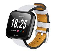 AISPORTS Compatible for Fitbit Versa 2 Strap for Women Men, Fitbit Versa Strap Leather Metal Buckle Clasp Bracelet Wristband Replacement Strap for Fitbit Versa 2/Versa/Versa Lite Smartwatch, White