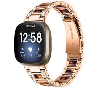 AISPORTS Compatible for Fitbit Versa 4/Sense 2 Strap Stainless Steel Resin for Women, Crystal Bling Glitter Diamonds Jewelry Metal Bracelet Sport Wristband Replacement Strap for Fitbit Versa 4/Sense 2