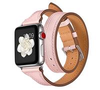 AISPORTS Compatible with Apple Watch Strap 42mm 41mm 40mm 38mm Leather, Soft Slim Double Tour Wrap Leather Sport Wristband Bracelet Replacement Strap for Apple Watch Series 10/9/8/7/6/5/4/3/2/1/SE