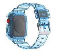 AISPORTS Compatible with Apple Watch Strap 44mm 42mm with Bumper Case, Crystal Transparent Clear Soft TPU Silicone Rugged Bumper Shell Protective Case Cover with Strap for iWatch Series 6/5/4/3/2/1/SE