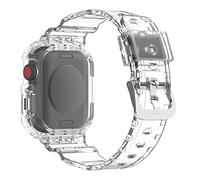 AISPORTS Compatible with Apple Watch Strap 44mm 42mm with Bumper Case, Crystal Transparent Clear Soft TPU Silicone Rugged Bumper Shell Protective Case Cover with Strap for iWatch Series 6/5/4/3/2/1/SE