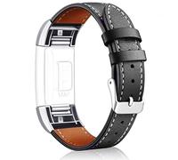 AISPORTS Compatible with Fitbit Charge 2 Strap, Leather Soft Breathable Sport Wristband, Metal Buckle Bracelet Replacement Strap for Fitbit Charge 2 Fitness Tracker