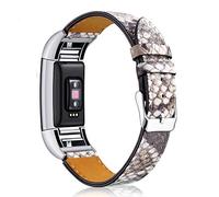 AISPORTS Compatible With Fitbit Charge 2 Leather Strap for Women Men - Soft Breathable Sport Wristband With Metal Buckle Bracelet for Fitness Tracker