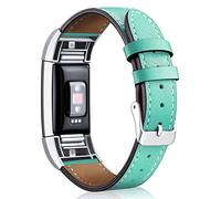 AISPORTS Compatible Fitbit Charge 2 Strap - Leather Soft Breathable Sport Wristband Metal Buckle Bracelet Replacement Strap for Women & Men Fitness Tracker