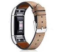AISPORTS Compatible with Fitbit Charge 2 Strap Leather for Women Men, Soft Breathable Leather Sport Wristband Metal Buckle Bracelet Replacement Strap for Fitbit Charge 2 Fitness Tracker