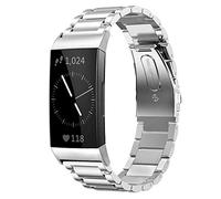 AISPORTS Compatible with Fitbit Charge 4/3 Strap Stainless Steel for Women Men, Solid Adjustable Sport Wristband Metal Buckle Bracelet Replacement Strap for Fitbit Charge 4/3