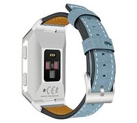 AISPORTS Compatible with Fitbit Ionic Strap for Women Men, Fitbit Ionic Strap Leather Soft Breathable Replacement Strap Bracelet with Metal Classic Buckle Clasp Wristband for Fitbit Ionic Smartwatch