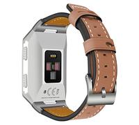 AISPORTS Compatible with Fitbit Ionic Strap for Women Men, Fitbit Ionic Strap Leather Soft Breathable Sport Wristband Metal Classic Buckle Clasp Bracelet Replacement Strap for Fitbit Ionic Smartwatch