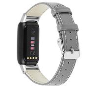 AISPORTS Compatible with Fitbit Luxe Strap Leather for Women Men, Soft Breathable Leather Sport Wristband Metal Buckle Clasp Bracelet Replacement Strap for Fitbit Luxe Fitness and Wellness Tracker