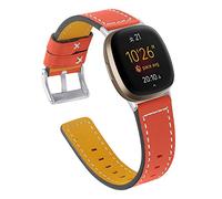 AISPORTS Compatible with Fitbit Sense 2/Versa 4 Strap Leather for Women Men, Soft Breathable Leather Sport Wristband Metal Clasp Bracelet Replacement Band for Fitbit Sense 2/Versa 4