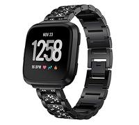 AISPORTS Compatible with Fitbit Versa 2 Strap for Women, Crystal Bling Glitter Diamonds Rhinestones Jewelry Metal Bracelet Wristband Replacement Strap for Fitbit Versa 2/Versa/Versa Lite Smart Watch