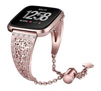 AISPORTS Compatible with Fitbit Versa 2 Strap for Women, Slim Crystal Bling Glitter Diamond Wristband Metal Buckle Jewelry Bracelet Replacement Strap for Fitbit Versa 2/Versa/Versa Lite Smart Watch