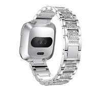 AISPORTS Compatible with Fitbit Versa 4/Sense 2 Strap for Women, Crystal Bling Glitter Diamonds Rhinestones Jewelry Metal Bracelet Wristband Replacement Band for Fitbit Versa 4/Sense 2