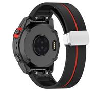 AISPORTS Compatible with Garmin Quatix 7/6/5 Strap Silicone, 22mm Quick Fit Watch Strap Wristband Magnetic Buckle Replacement Strap for Garmin MARQ Adventurer/Athlete/Aviator/Captain/Driver/Golfer