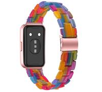 AISPORTS Compatible with Huawei Band 11/11 Pro Strap Resin for Women Men, Adjustable Solid Lightweight Crystal Resin Sport Wristband Metal Buckle Bracelet Replacement Strap for Huawei Band 11/11 Pro