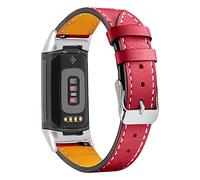 AISPORTS Leather Strap Compatible with Fitbit Charge 6/5 Strap for Women Men, Soft Breathable Leather Sport Wristband Metal Buckle Clasp Bracelet Replacement Band for Fitbit Charge 6/5