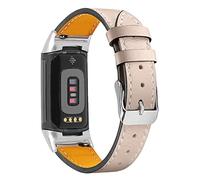 AISPORTS Leather Strap Compatible with Fitbit Charge 6/5 Strap for Women Men, Soft Breathable Leather Sport Wristband Metal Buckle Clasp Bracelet Replacement Band for Fitbit Charge 6/5