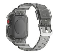 AISPORTS Silicone Strap Compatible for Apple Watch Strap 45mm with Bumper Case, Crystal Transparent Clear Soft TPU Silicone Rugged Shell Protective Case Cover with Strap for iWatch Series 9/8/7 45mm