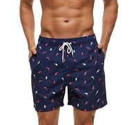 Aisprts Mens Swimming Shorts Waterproof Quick Dry Swimming Trunks Surfing Board Shorts Beach Shorts with Mesh Lining 3 Pockets