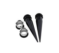 Aissmmeio 1 Pairs Stainless Steel Ear Gauge Taper Stretching and Single Flare Plugs Flesh Tunnel Kit with Silicone O-ring