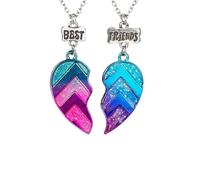 Aissmmeio 2 Pieces Half Heart Rainbow Necklace, Friendship Necklaces Best Friends Forever Rainbow Colored Pendant Friendship Gifts for women's Women