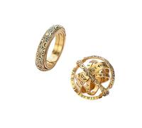 Aissmmeio Celestial Ball Ring Folding Ball Vintage Unique Gothic Ring Celestial Sphere Expandable Pendant Necklace Gift for Lover 1pc Antique Gold 6