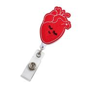 Aissmmeio Felt Retractable Badge Reel, Cute Medical Organ(Heart) Pattern ID Badge Holder with 360° Rotatable Alligator Clip, Lightweight Durable Name Tag Reel for Healthcare Worker 1Pcs