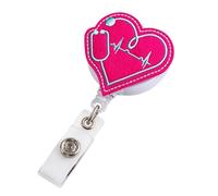 Aissmmeio Felt Retractable Badge Reel, Cute Medical Organ(Heart Smile) Pattern ID Badge Holder with 360° Rotatable Alligator Clip, Lightweight Durable Name Tag Reel for Healthcare Worker 1Pcs