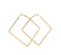 Aissmmeio Women's Geometric Square Earrings ，Hypoallergenic Stainless Steel, 3D Cubic Design, Minimalist Jewelry for Her 1 pair-Golden