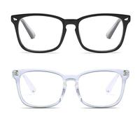 aisswzber Unisex Stylish Square Non-Prescription Eyeglasses Clear Lens Glasses, Black+transparent, x