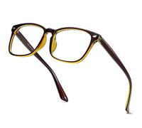 aisswzber Unisex Stylish Square Non-Prescription Eyeglasses Clear Lens Glasses, Brown, Brown