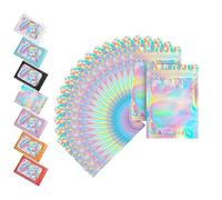Aisszhao 10.5*15cm/4.1*5.9inch Smell Proof Grip Ziplock Bags, 50P Laser Foil Pouch Zip lock Bags Holographic Packaging Poly Resealable Odor for Kitchen Food Storage Seed, Jewelry