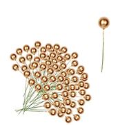 Aisszhao 100pcs Christmas Gold Holly Berries Artificial Holly Berries Picks Winter Berries Bunch Berry Branches,Xmas Berries for Xmas Tree Ornaments,Wreath Making Supplies,DIY Crafts,Home Decor