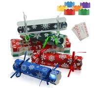 Aisszhao 16 Sets Diy Christmas Crackers Bulk,Christmas Party Crackers,Make Your Own Xmas Cracker Kit,Xmas Luxury Cracker Candy Paper Boxes with Hats/Joke,Xmas Family CrackerGift for Winter Decor