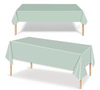 Aisszhao 2Pcs Sage Plastic Table Cloth Cover, 137x274cm Rectangle Large Plastic Tablecloth, Green Tablecovers for Kids/Adult Birthday, Baby Shower Party