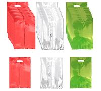Aisszhao 30P Solid Color Foil Gift Bag,Red Silver Green Party Bag Handle,Foil Bags fillers Birthday Party,Shimmer Reusable Small Wrapping Xmas Presents, 1.0 count, Pack of 30