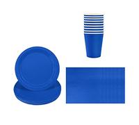 Aisszhao Solid Color Dark Blue Tableware Set Decor,20 Paper Napkins 16 Paper Cups 16 Paper Plates in Blue,Paper Tableware Birthday Decorations for Him,Her,Adults Party,Kids Party, (AZCSCJ0308)