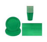 Aisszhao Solid Color Green Tableware Set Decor,20 Paper Napkins 16 Paper Cups 16 Paper Plates in Green,Disposable Paper Tableware Birthday Decorations for Him,Her,Adults Party,Kids Party AZCSCJ0308