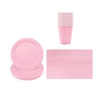 Aisszhao Solid Color Pink Tableware Set Decor, 20 Paper Napkins 16 Cups Plates in Pink, Disposable Birthday Decorations for Him, Her, Men, Women, Adults Party, Kids Party (AZCSCJ0308)